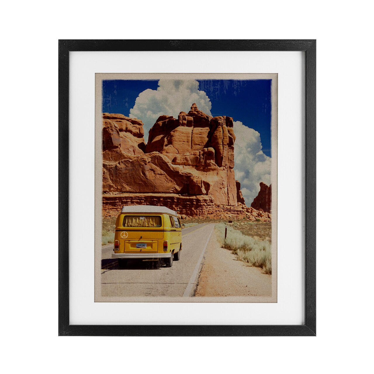 Stupell Industries Retro Desert Adventure Framed Print Under Glass, design by Old Red Truck